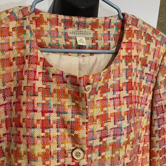 Multi color tweed blazer with buttons size 16 - Picture 3 of 4
